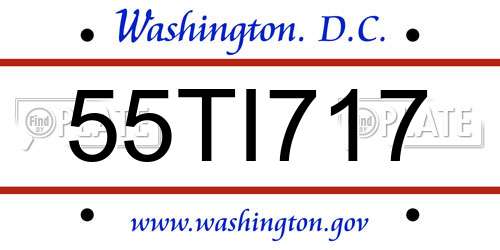 55TI717 District Of Columbia License Plate