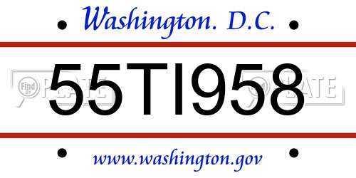 55TI958 District Of Columbia License Plate
