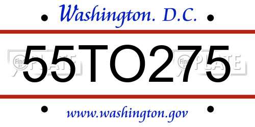 55TO275 District Of Columbia License Plate