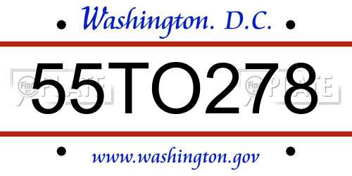 55TO278 District Of Columbia License Plate