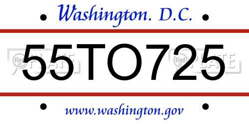 55TO725 District Of Columbia License Plate