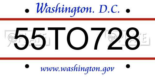 55TO728 District Of Columbia License Plate