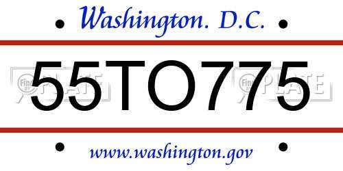 55TO775 District Of Columbia License Plate