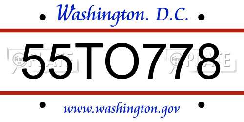 55TO778 District Of Columbia License Plate