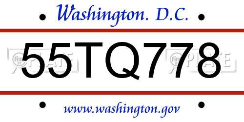 55TQ778 District Of Columbia License Plate