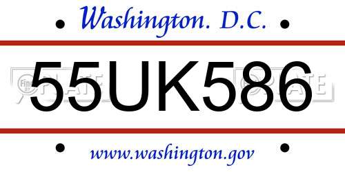 55UK586 District Of Columbia License Plate