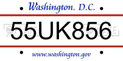 55UK856 District Of Columbia License Plate