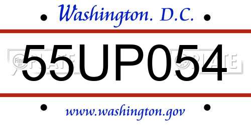 55UP054 District Of Columbia License Plate