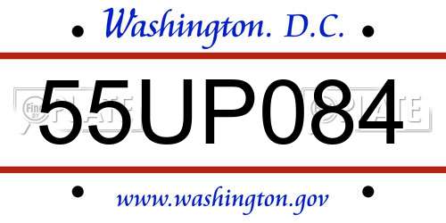 55UP084 District Of Columbia License Plate