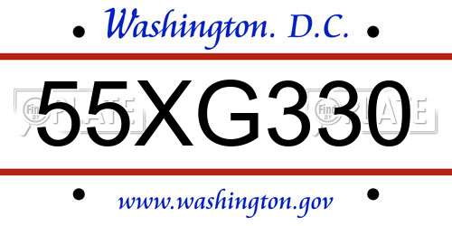 55XG330 District Of Columbia License Plate