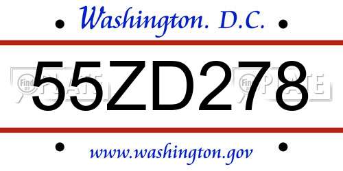 55ZD278 District Of Columbia License Plate