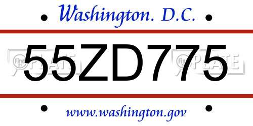55ZD775 District Of Columbia License Plate