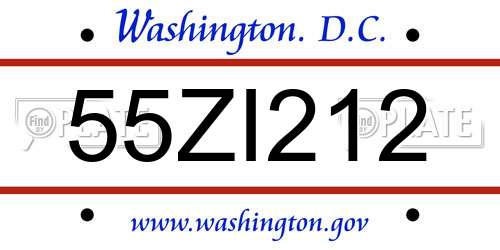 55ZI212 District Of Columbia License Plate