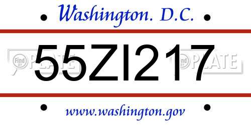 55ZI217 District Of Columbia License Plate