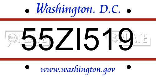 55ZI519 District Of Columbia License Plate
