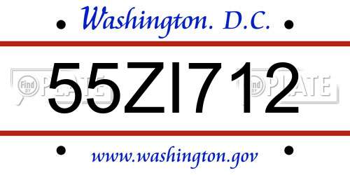55ZI712 District Of Columbia License Plate