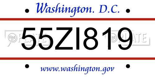 55ZI819 District Of Columbia License Plate
