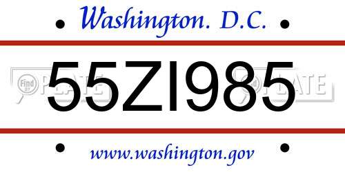 55ZI985 District Of Columbia License Plate