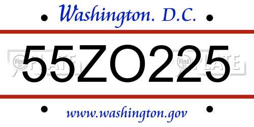 55ZO225 District Of Columbia License Plate