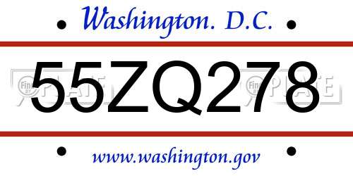 55ZQ278 District Of Columbia License Plate