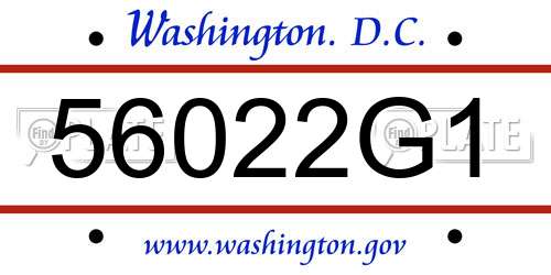 56022G1 District Of Columbia License Plate