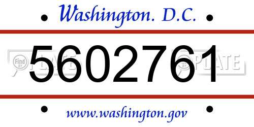 5602761 District Of Columbia License Plate