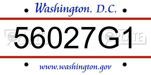 56027G1 District Of Columbia License Plate