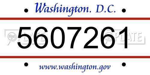 5607261 District Of Columbia License Plate
