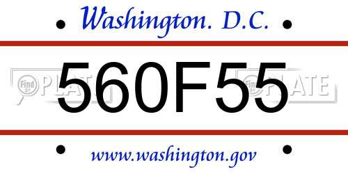 560F55 District Of Columbia License Plate