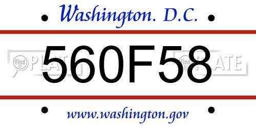 560F58 District Of Columbia License Plate
