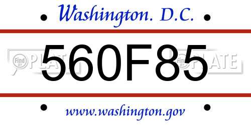 560F85 District Of Columbia License Plate