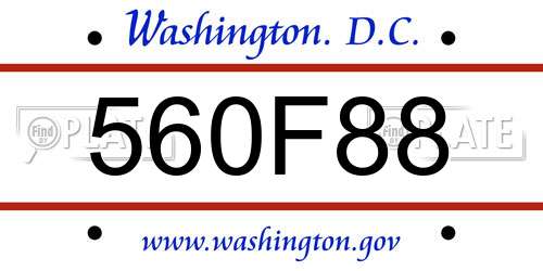 560F88 District Of Columbia License Plate