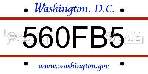 560FB5 District Of Columbia License Plate