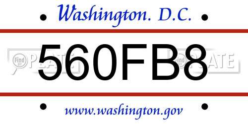 560FB8 District Of Columbia License Plate