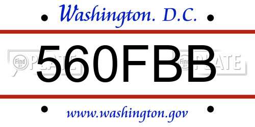 560FBB District Of Columbia License Plate