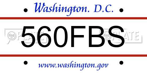 560FBS District Of Columbia License Plate