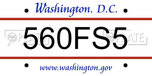 560FS5 District Of Columbia License Plate
