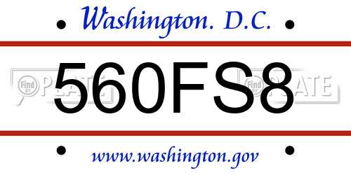 560FS8 District Of Columbia License Plate