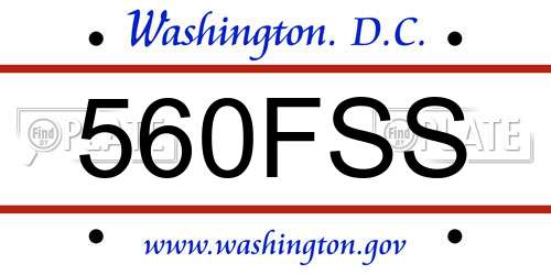 560FSS District Of Columbia License Plate