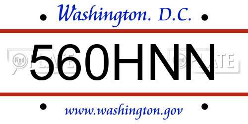 560HNN District Of Columbia License Plate
