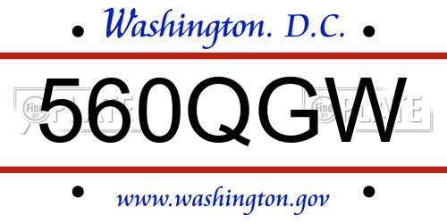 560QGW District Of Columbia License Plate