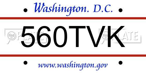 560TVK District Of Columbia License Plate