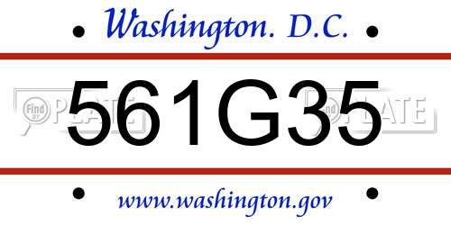 561G35 District Of Columbia License Plate