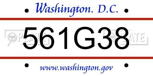 561G38 District Of Columbia License Plate