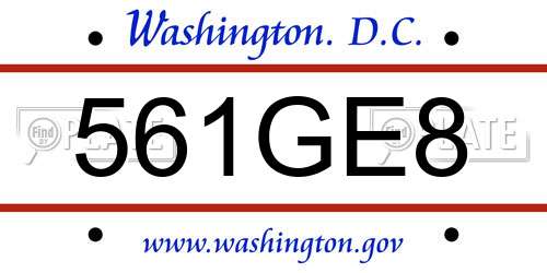 561GE8 District Of Columbia License Plate