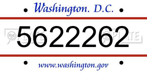 5622262 District Of Columbia License Plate