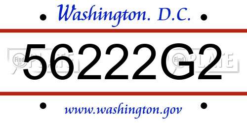 56222G2 District Of Columbia License Plate