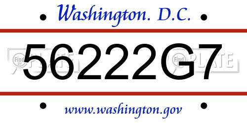 56222G7 District Of Columbia License Plate