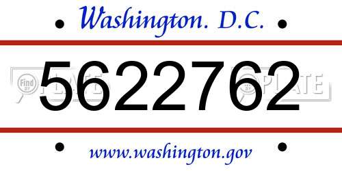 5622762 District Of Columbia License Plate