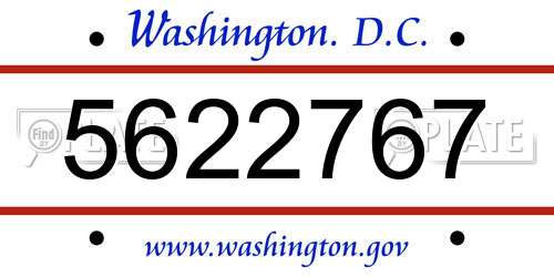 5622767 District Of Columbia License Plate